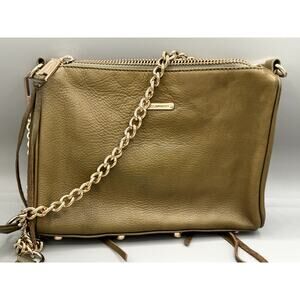 Rebecca Minkoff Mini 5 Zip Rocker Green Leather Gold Hardware Purse
